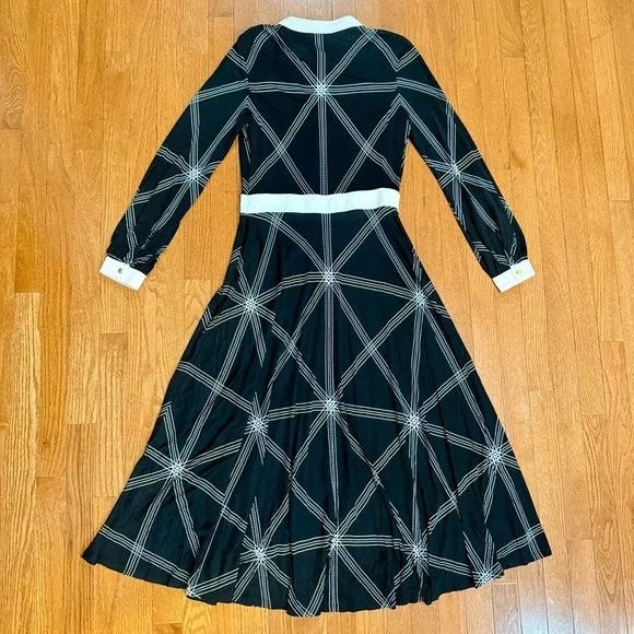 Tory Burch Anja Dress Women’s Medium Black Midi Silk Buttons Old Money Modest - Picture 4 of 11